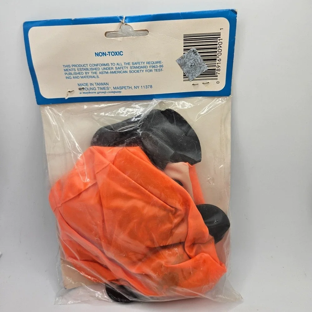 Vintage Inflatable Halloween Toy Witch Pumpkin Squeaks Jingles Sealed NOS